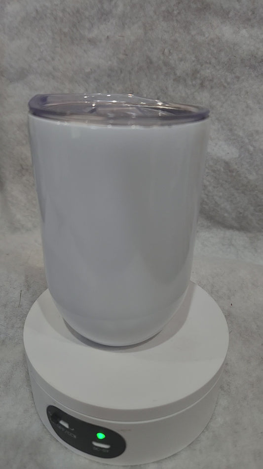 12 Oz stainless steel wine tumbler. It says life begins after wine wt3