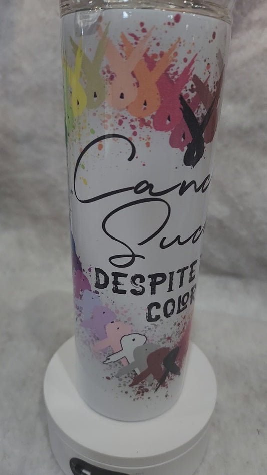 20 oz insulated Stainless Steel Tumbler Cancer Sucks With Cancer Ribbons tcs1