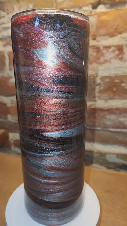 20 ounce insulated stainless steel alcohol ink art Tumbler Red, White, Grey AS IS CLEARANCE ai2