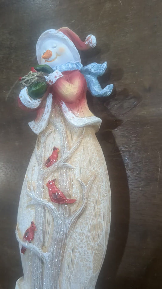 Snowman Figurine with a Cardinals 10" tall sm2