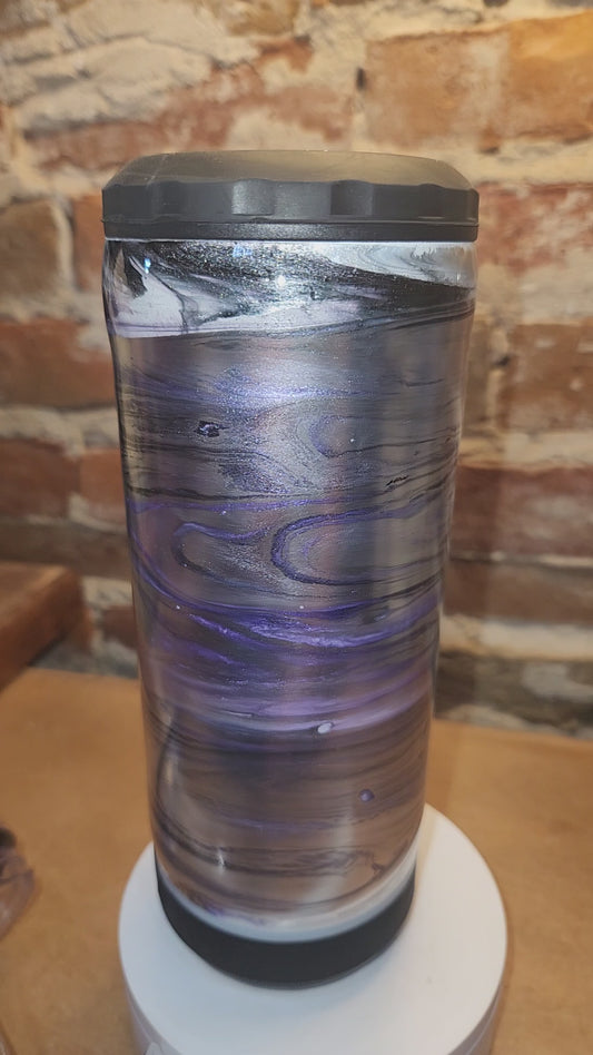 17 Oz Stainless Steel Insulated Tumbler with can cooler Top & Tumbler Top Silver Purple With Black, Rechargeable, Removeable  Speaker sp10