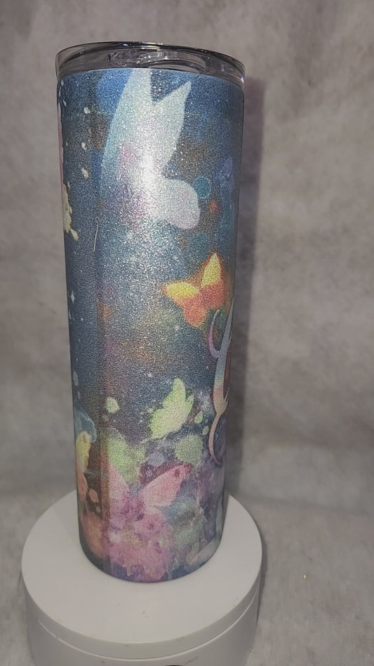 20 Oz Stainless Steel, Insulated, glitter Tumbler.  I can do all things through him tg91