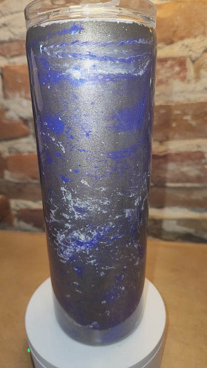 20 ounce stainless steel, Insulated, alcohol ink art Tumbler Purple, Grey, White AS IS CLEARANCE ai4