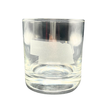 Double Old Fashioned Nebraska Etched Rocks Glass | 14 oz | RCK Creations & More