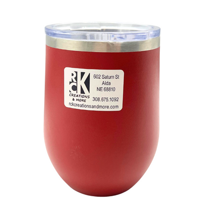 Stainless Steel Nebraska Engraved Stemless Wine Tumbler | 12 oz | Multiple Colors | RCK Creations & More
