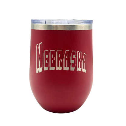 Stainless Steel Nebraska Engraved Stemless Wine Tumbler | 12 oz | Multiple Colors | RCK Creations & More