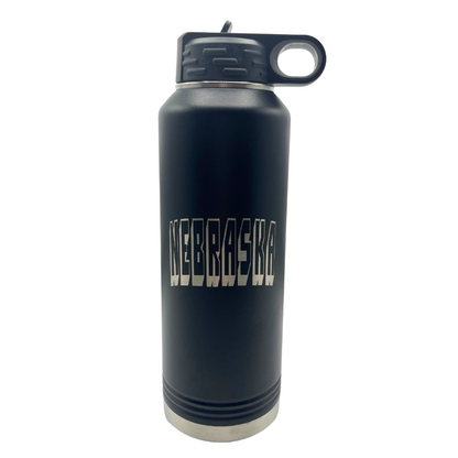 Stainless Steel Nebraska Engraved Water Bottle | 40 oz | Mutliple Colors | RCK Creations & More