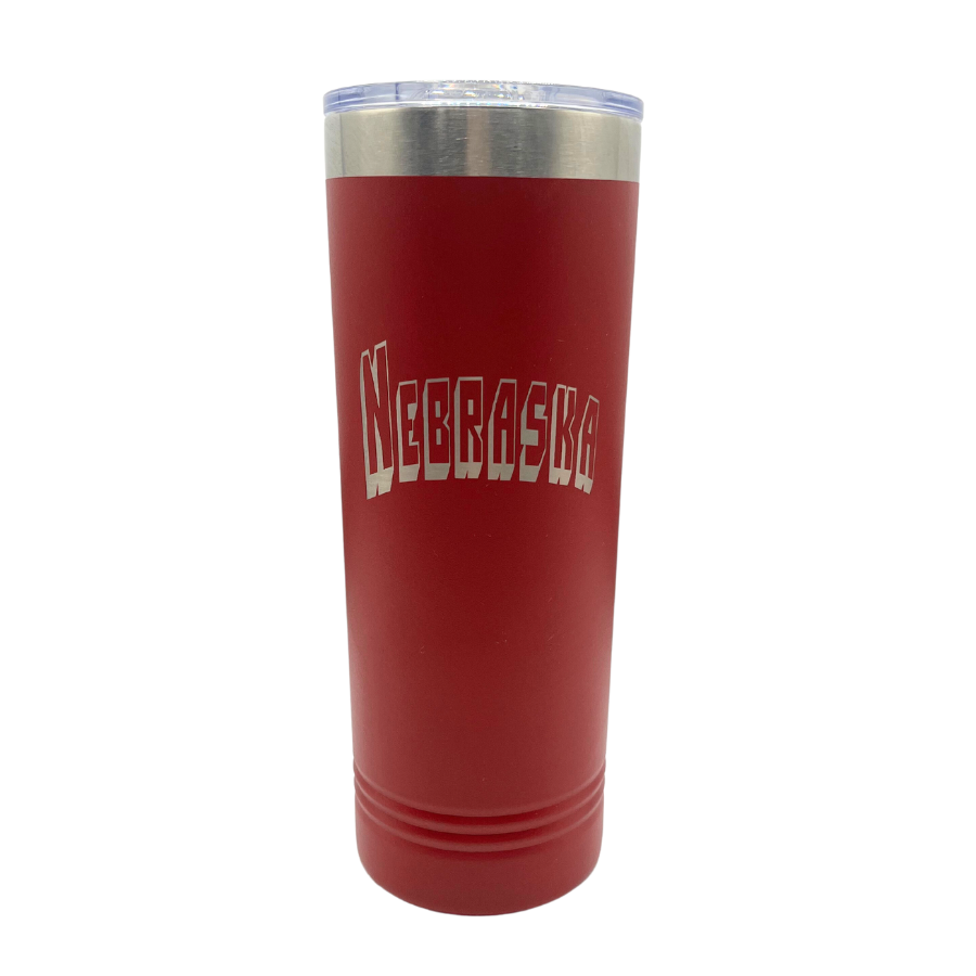 Stainless Steel Nebraska Engraved Skinny Tumbler | 22 oz | Multiple Colors | RCK Creations & More