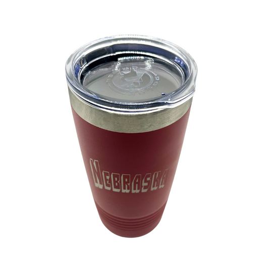 Stainless Steel Nebraska Engraved Insulated Tumbler | 20 oz | Multiple Colors | RCK Creations and More