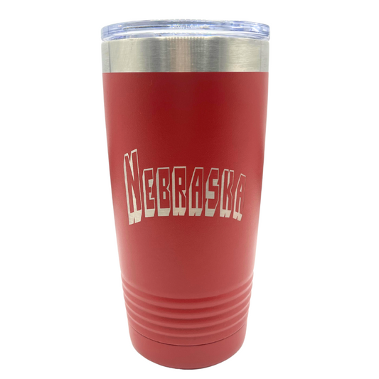 Stainless Steel Nebraska Engraved Insulated Tumbler | 20 oz | Multiple Colors | RCK Creations and More Red
