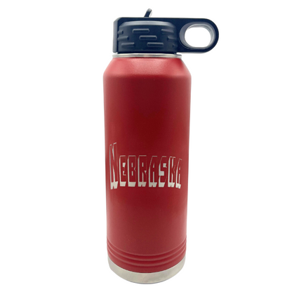 Stainless Steel Nebraska Engraved Water Bottle | 32 oz | Multiple Colors | RCK Creations & More