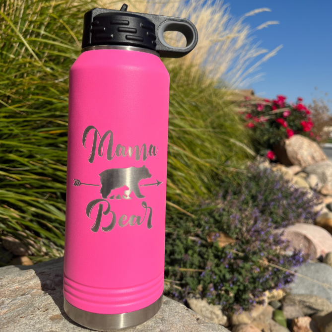 Stainless Steel Mama Bear Water Bottle | 32 oz | Multiple Colors | RCK Creations & More