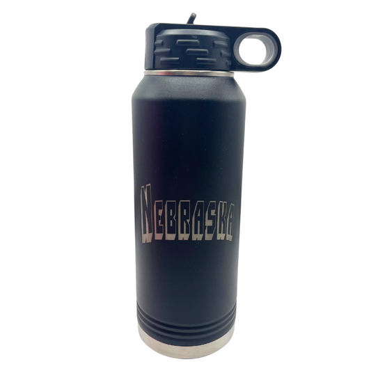 Stainless Steel Nebraska Engraved Water Bottle | 32 oz | Multiple Colors | RCK Creations & More