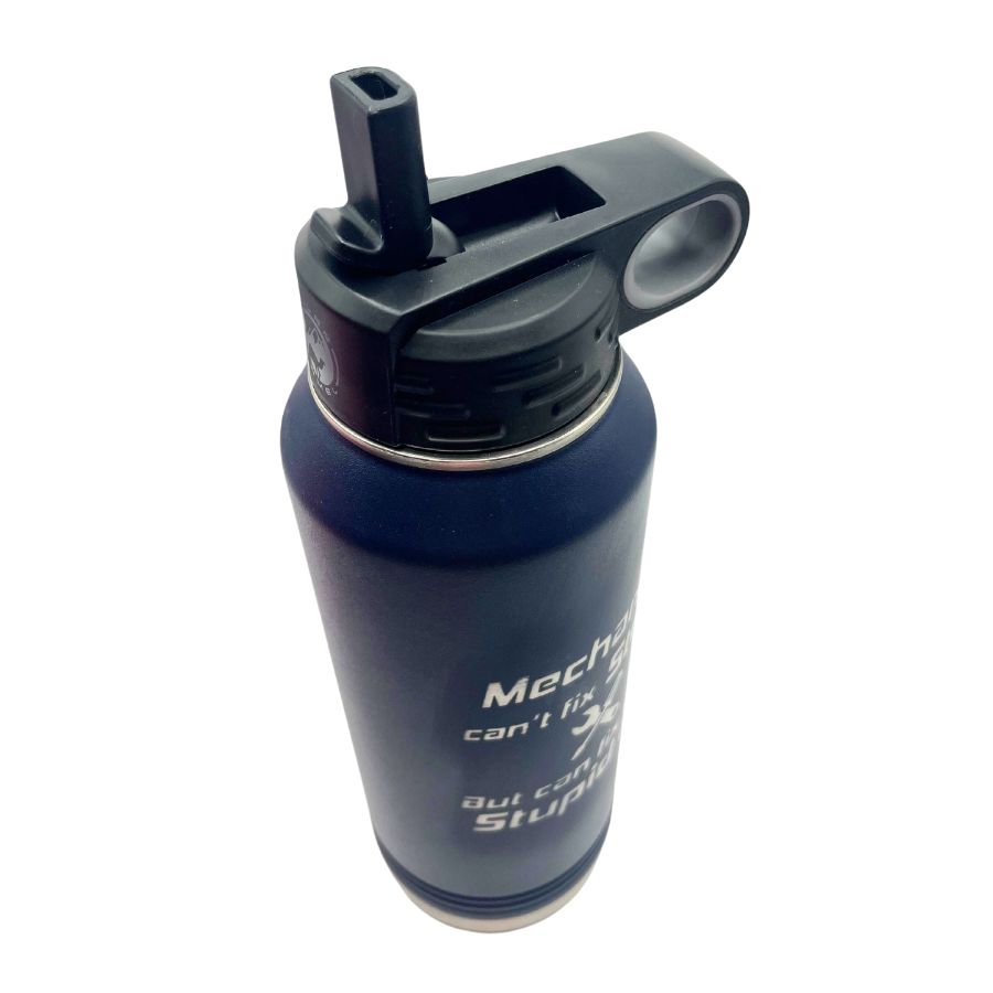 Stainless Steel Water Bottle | "Mechanics Can't Fix Stupid But Can Fix What Stupid Does" | 32 oz | Multiple Colors | RCK Creations & More