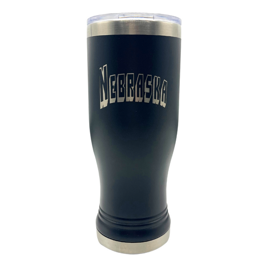 Stainless Steel Nebraska Engraved Pilsner Tumbler | 14 oz | Multiple Colors | RCK Creations & More Ghost Black
