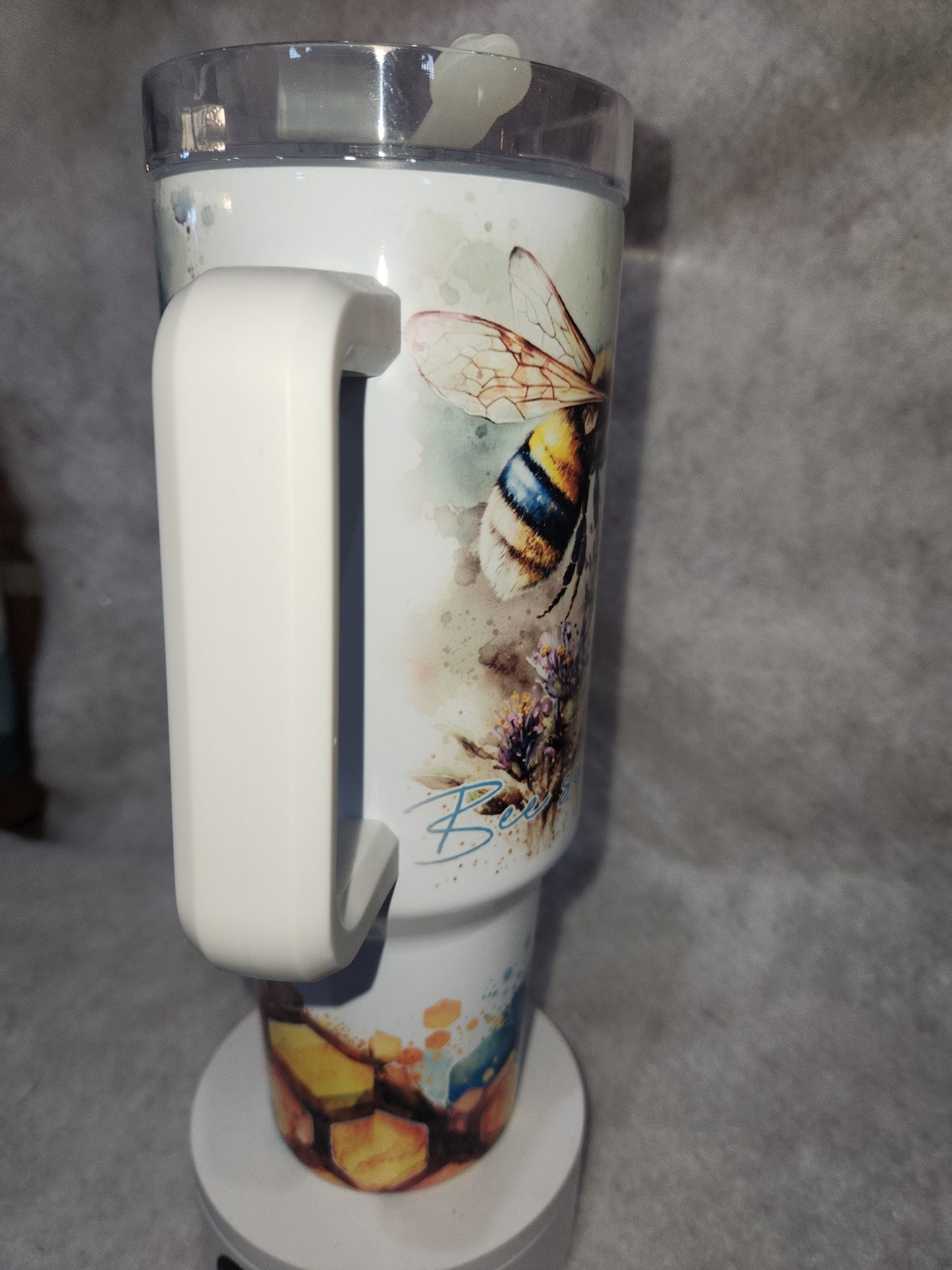 40 Oz Insulated Stainless Steel Travel Tumbler watercolor bee happy, bee kind, bee sweet tb3