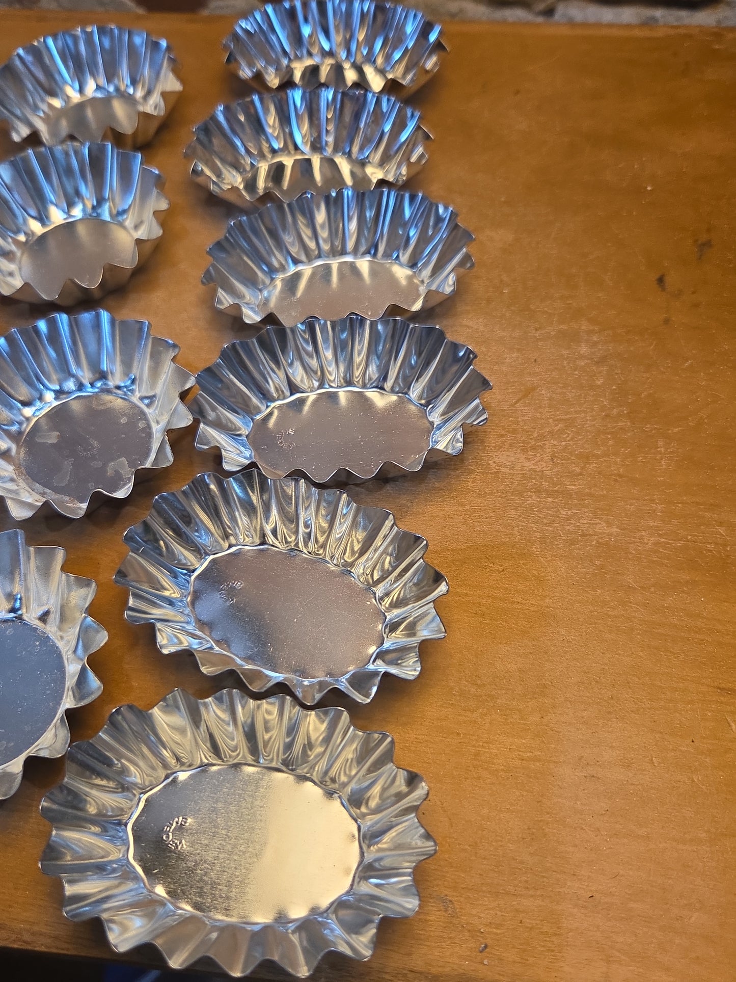 Vintage Miniature Swedish Fluted Tins Pan Chocolates Mold and Clay Molding Tool Set of 16 al99