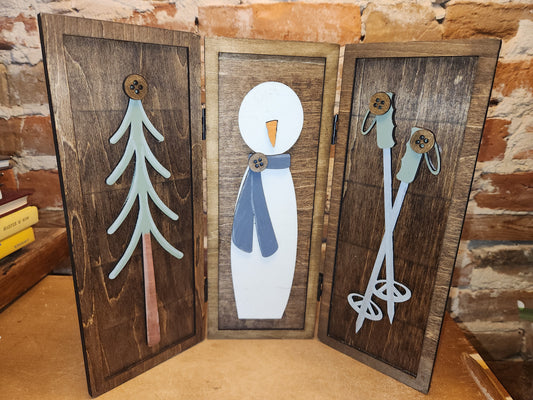 Trio Frame Decor Winter Snowman Skis 10 1/2" tt72