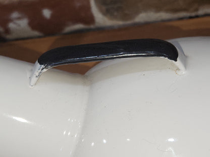 Vintage Enamelware Male Urinal White and Black ew012