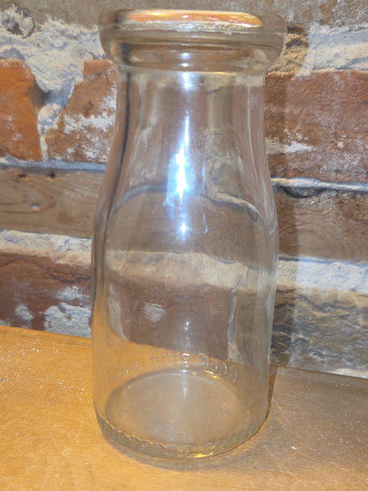 Vintage Milk Bottle Duraglas Half Pint Clear Glass vmb59