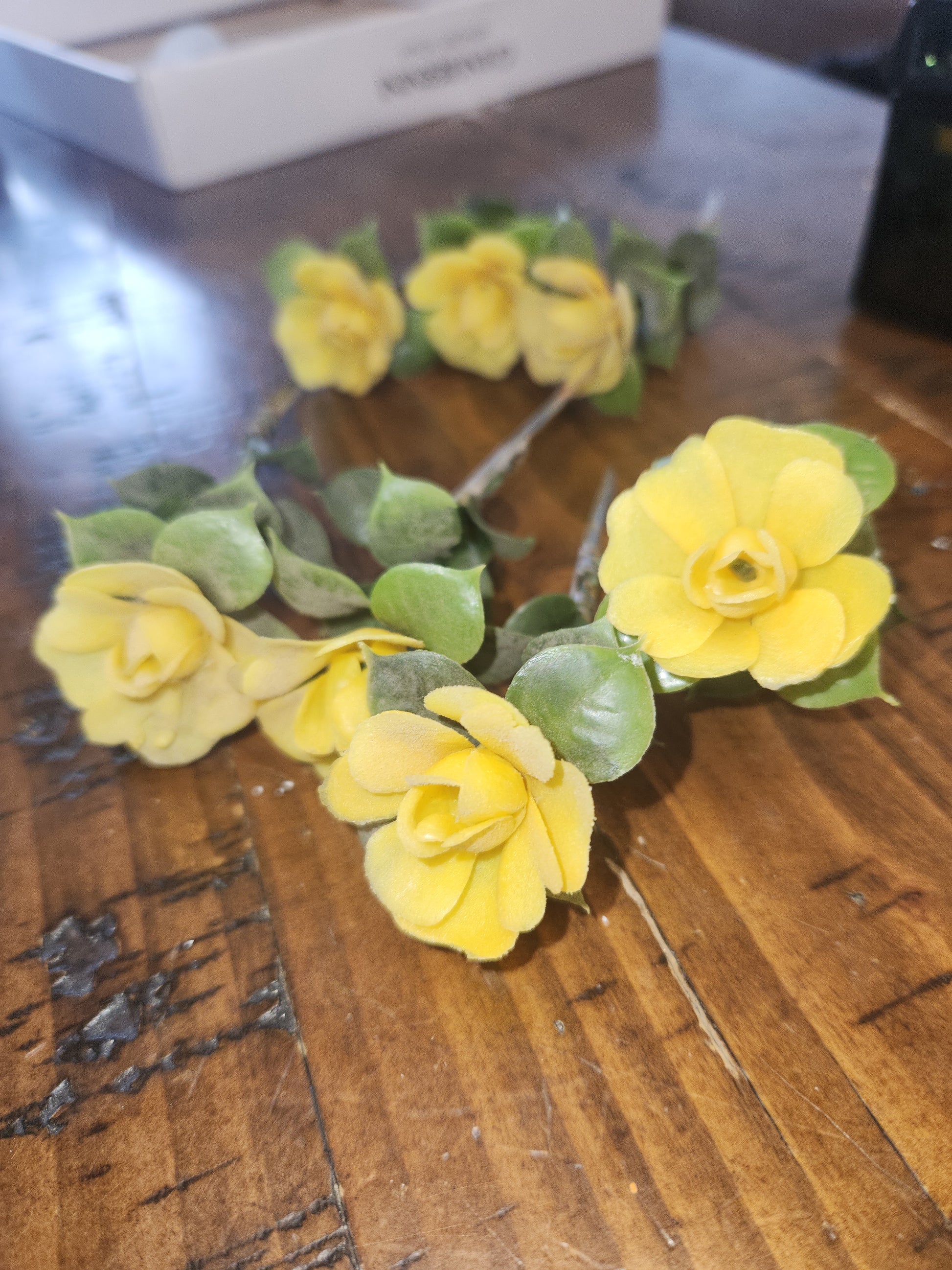 Vintage Plastic Flower Picks with Leaves for Crafting