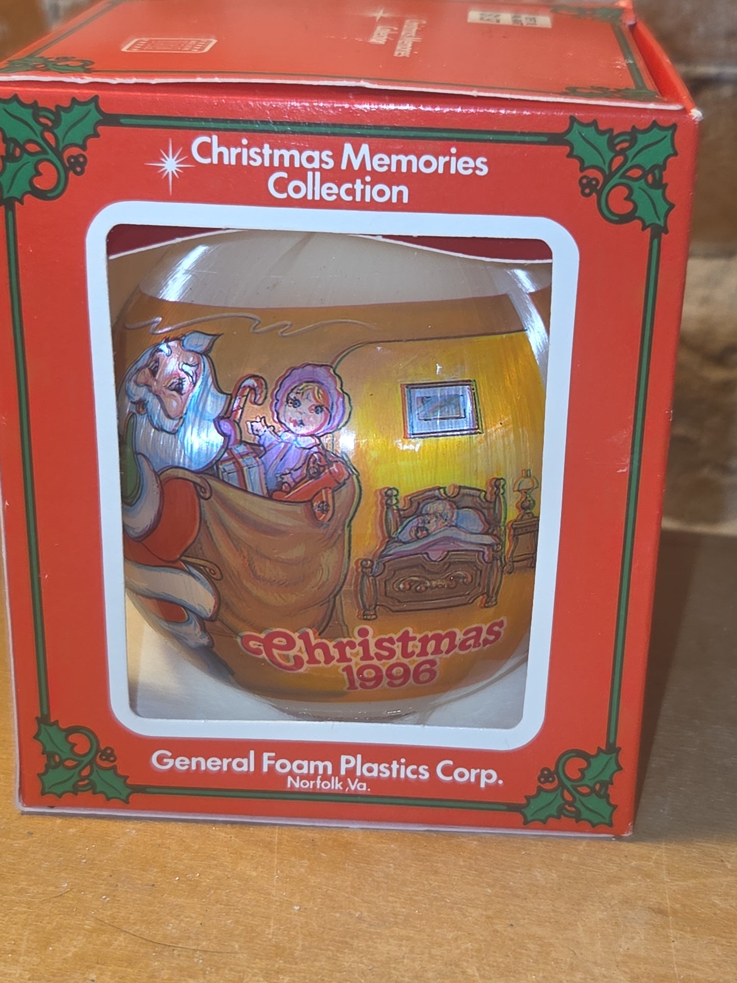 Vintage Satin Christmas Ornament Santa Tree Bag of Toys 1996
