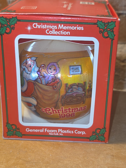 Vintage Satin Christmas Ornament Santa Tree Bag of Toys 1996