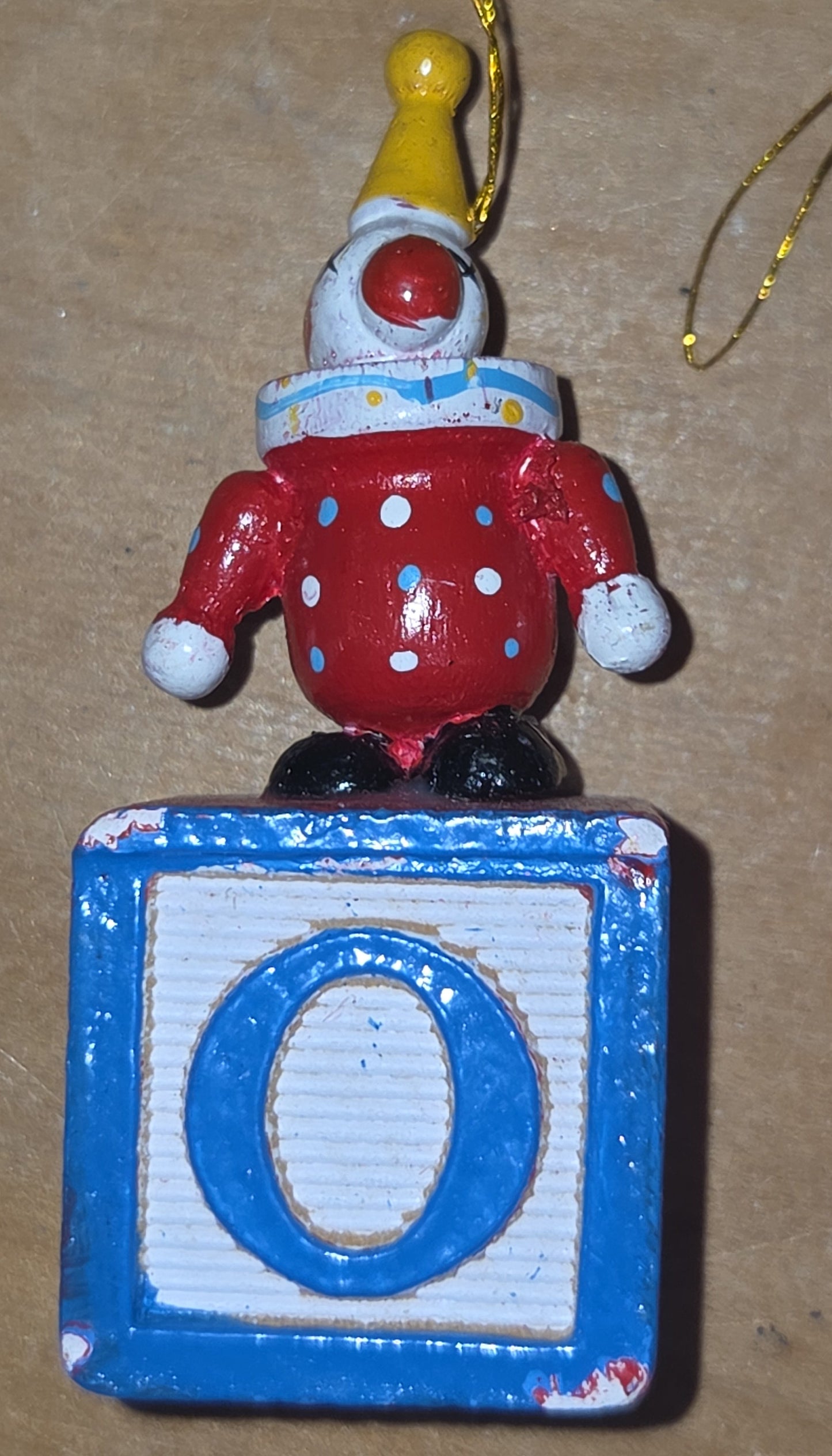 Vintage Wooden Ornament Circus Clowns Set of 4 MCM Kitchy