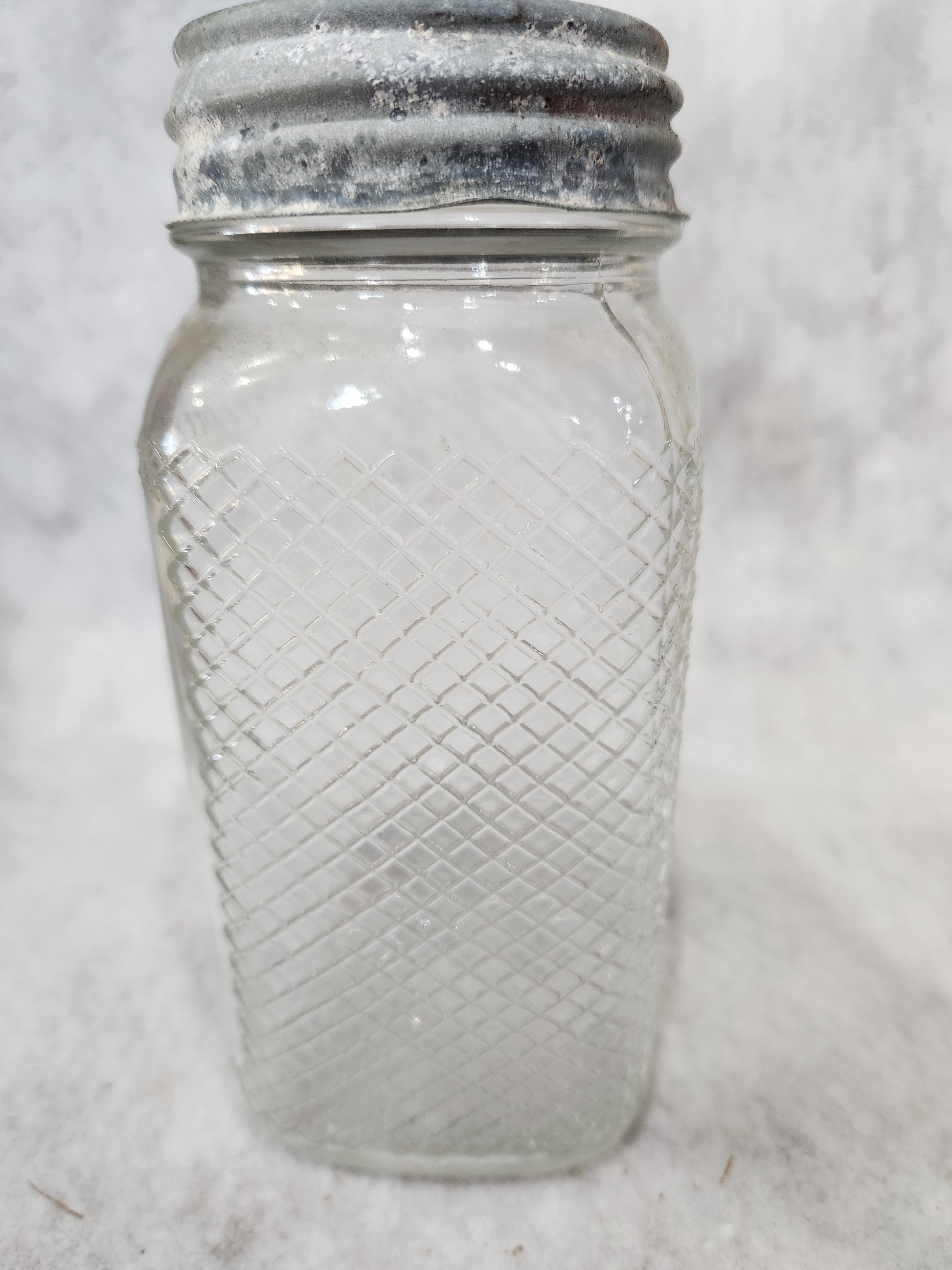 Vintage 1930-1940’s Hazel Atlas Diamond Clear Glass Jar Canister for coffee, tea, sugar jar43