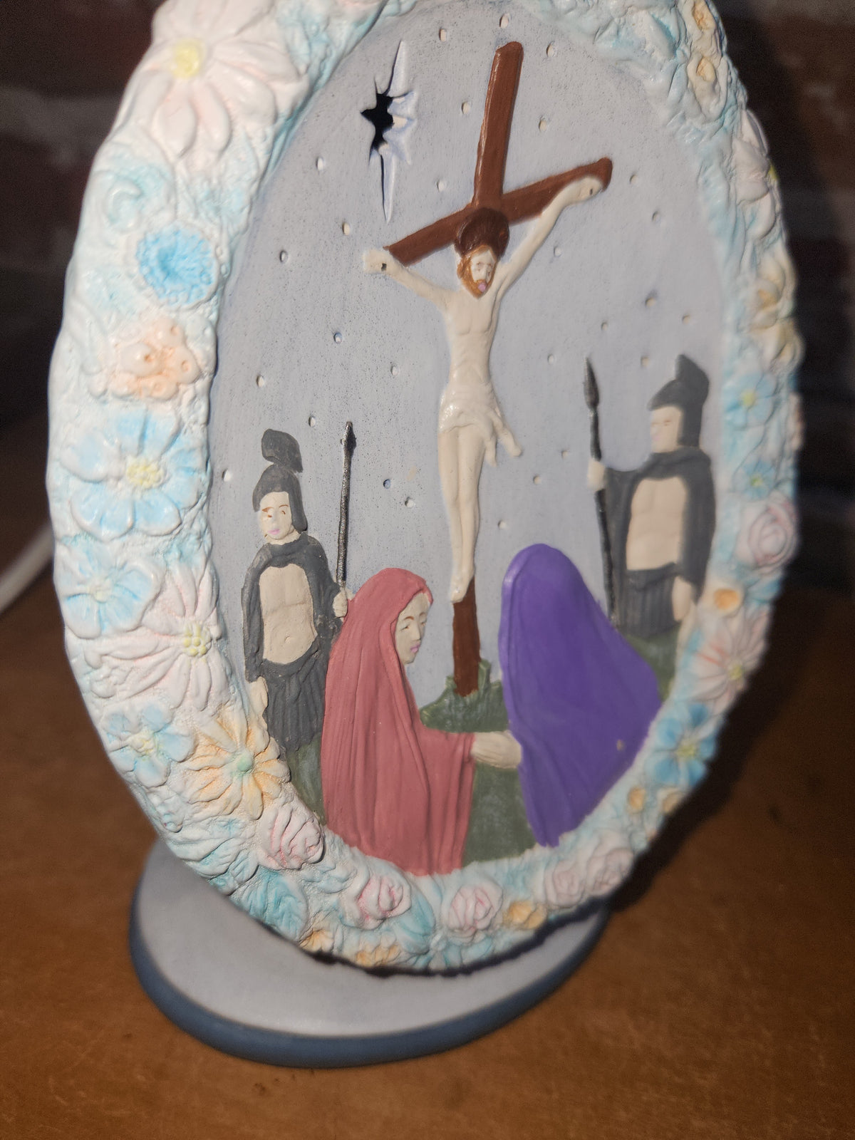 Vintage Ceramic Lamp Jesus Crucifixion Night Light