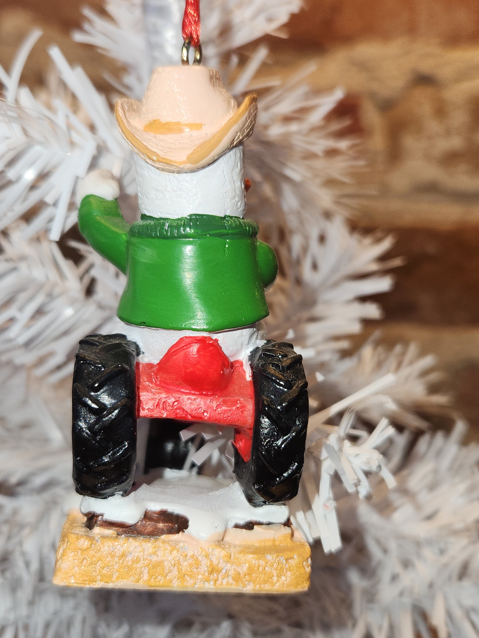 S'Mores Marshmallow Farmer Tractor Ornament mo1