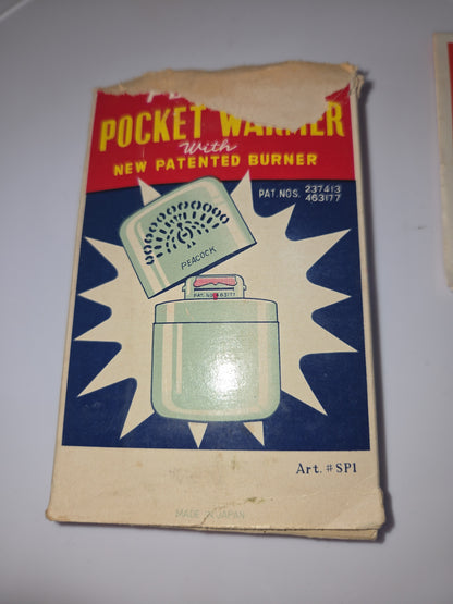 Vintage Peacock Chrome Plated Pocket Hand Warmer Original Box Bag Instructions vhw2