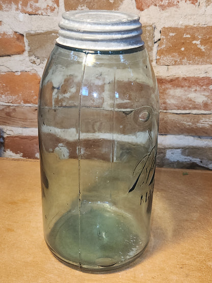 Antique 1/2 Gallon Jar Ball Mason Cornflower Blue 1900-1910 AS IS Chip jar76