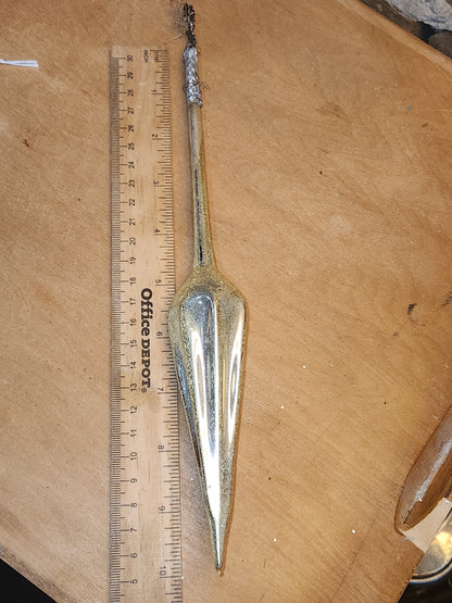 Vintage German or Poland 10” Glass Gold Parasol Ornament Folded Umbrella OO1