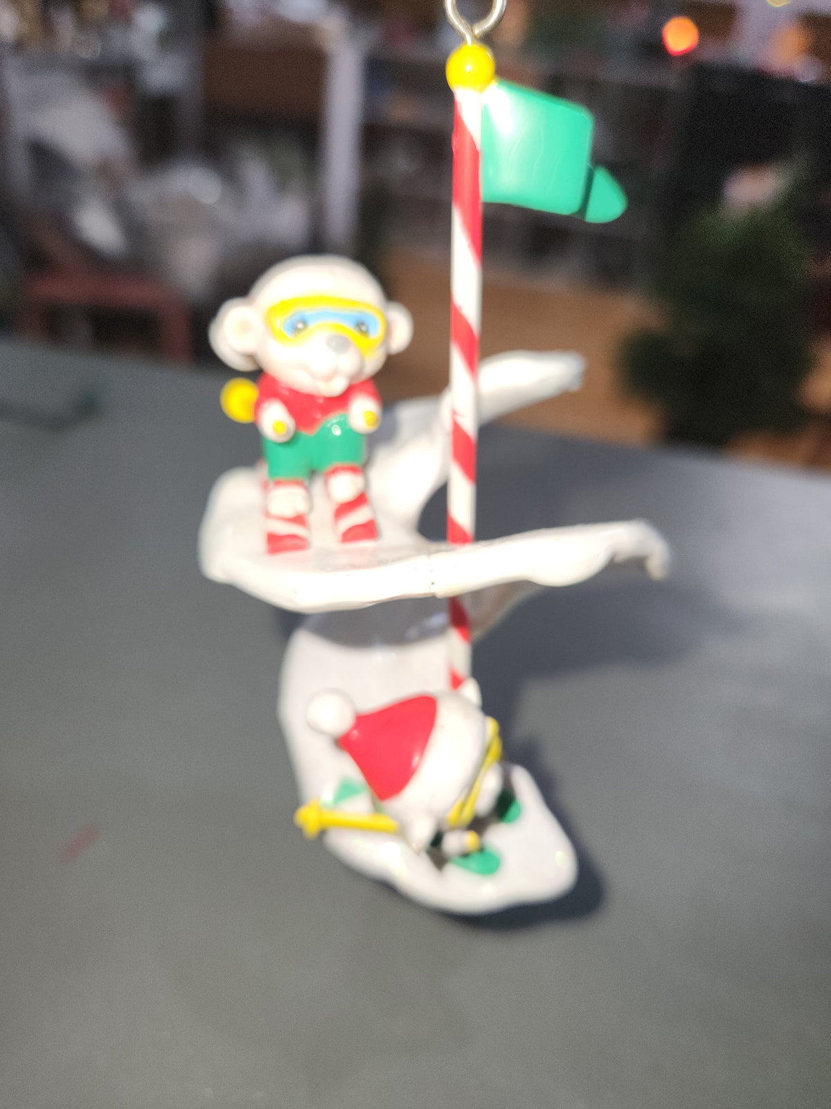 Vintage Noma OrnaMotion Rotating Christmas Ornament Ski Race 1989 With Motor