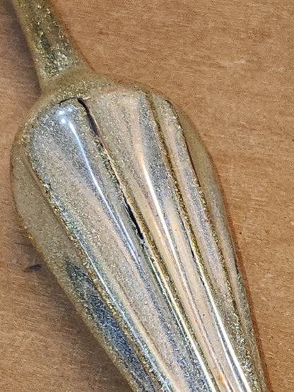 Vintage German or Poland 10” Glass Gold Parasol Ornament Folded Umbrella OO1