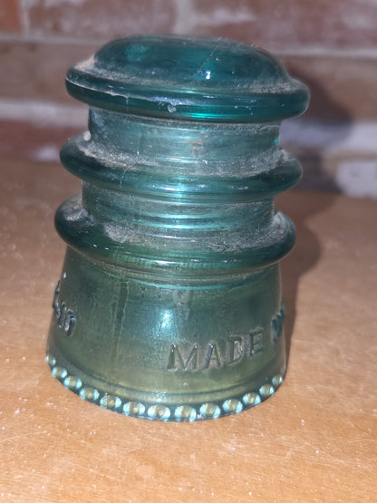 Vintage Insulator Hemingray 10 Teal Glass Made in U.S.A. H610t
