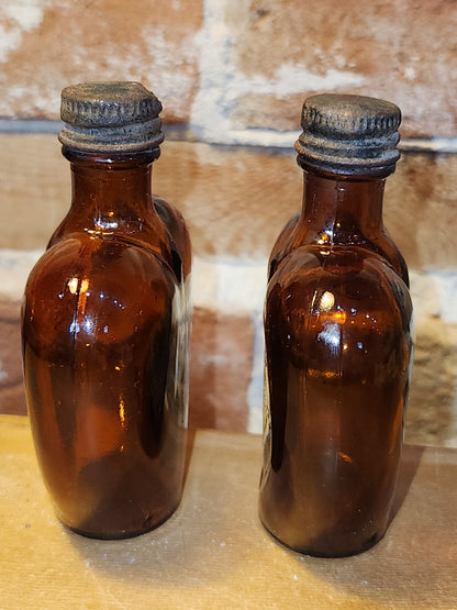 Vintage Liquor Bottles Paul Masson Rare Dry Sherry Heart Shaped Amber Glass Set of 2 vlb01