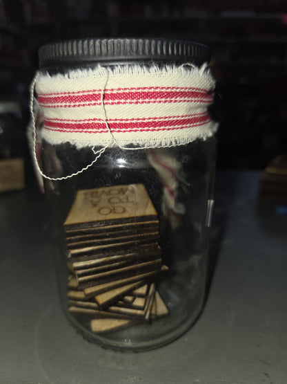 Family Fun Jar Pick an Activity with Red Stripped Ribbon ffj1