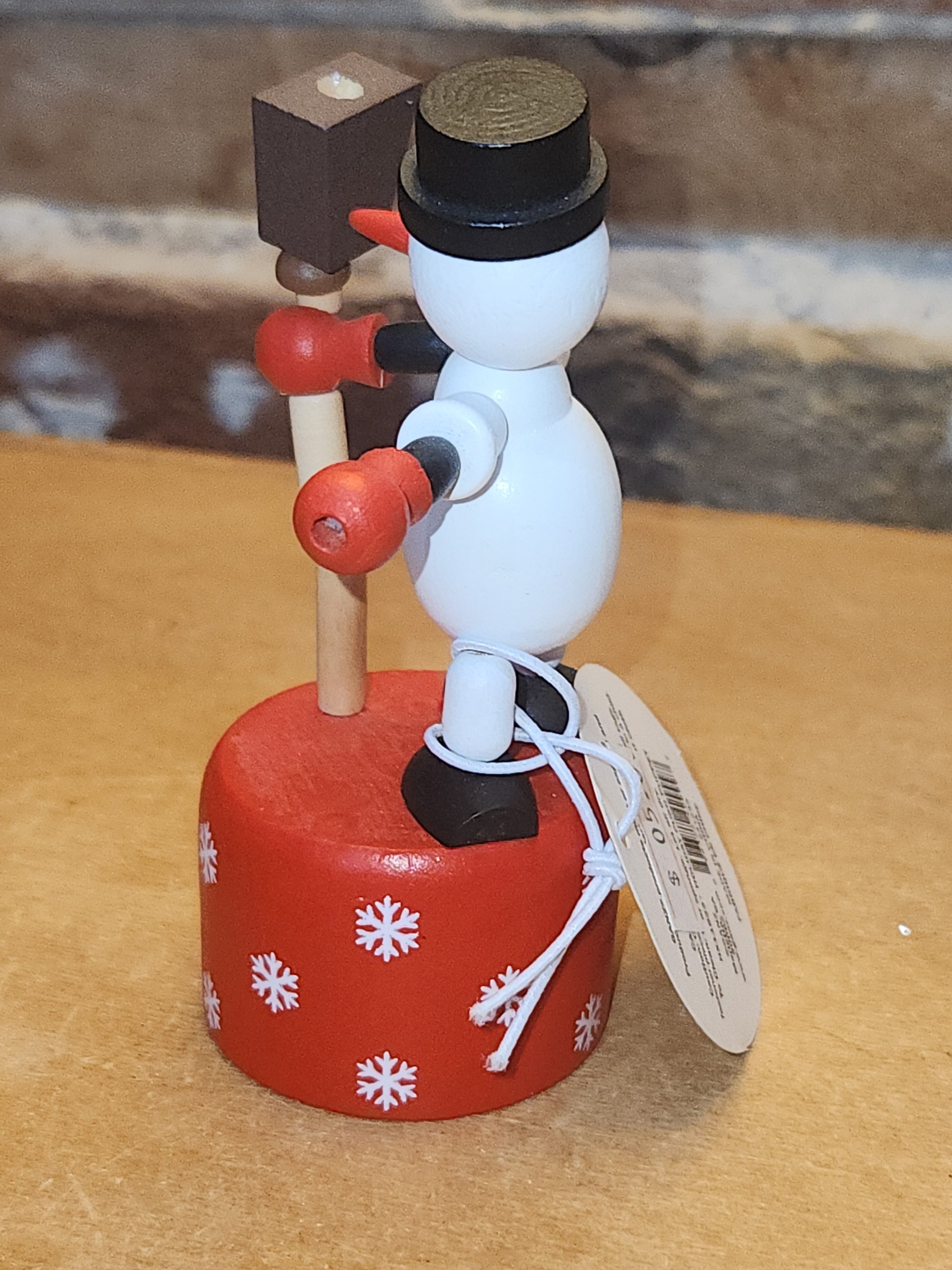 Snowman Wooden Push puppet pp4