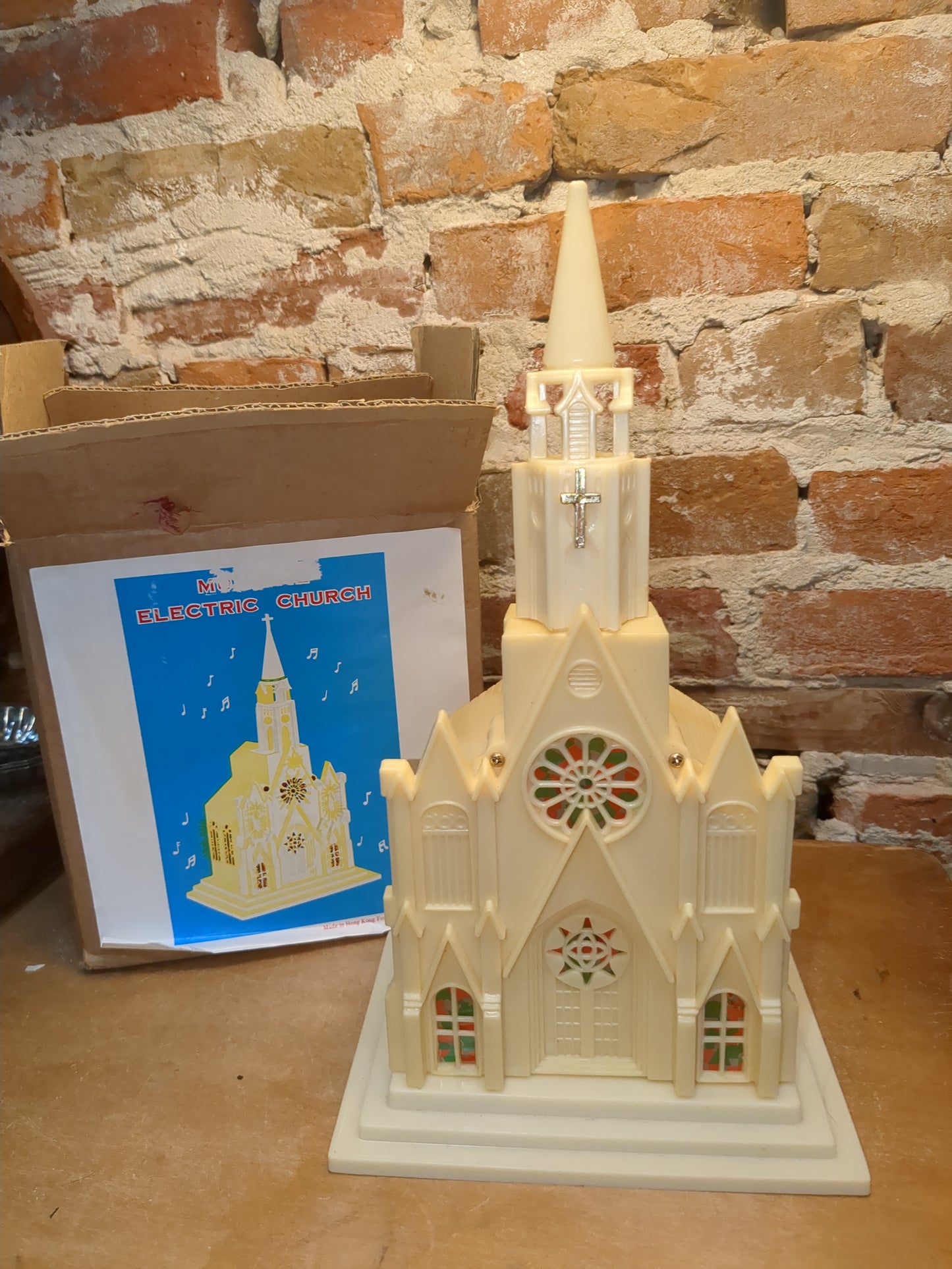 Vintage Musical Church Plays Silent Night AS IS Does Not Light Up Hong Kong