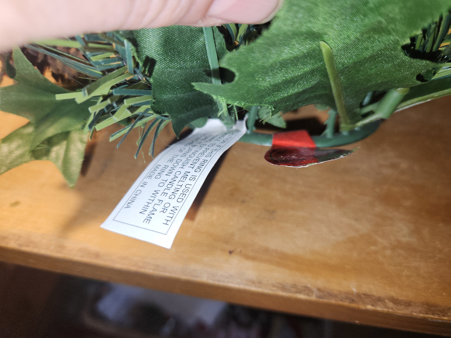 Vintage Christmas Candle Ring Centerpiece Pinecone Berry Evergreen Hobby Lobby cr1