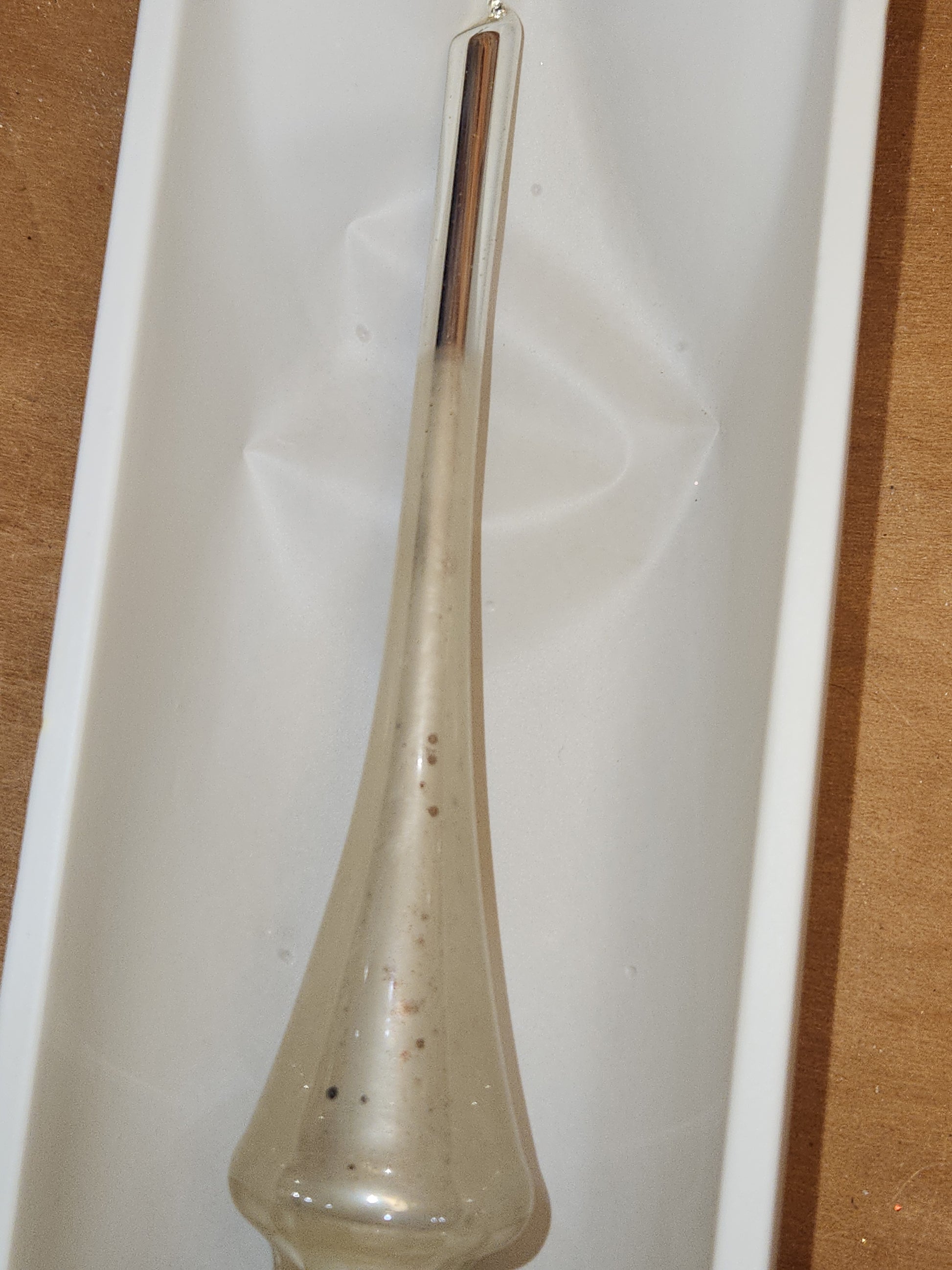 Vintage Rauch Hand Blown Mercury Glass Tree Topper White Gold Glass with Box Box tt11