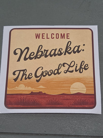 Nebraska Stickers 3" Nebraska The Good Life