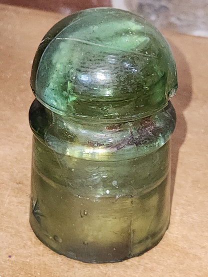 Vintage Insulator 102 Star Pony 7up Green Glass Bubbles DAMAGED si8