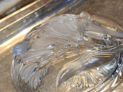 Vintage Mikasa Pressed Glass Parisian Iris Candy Dish Flowers Clear and Frosted gl08