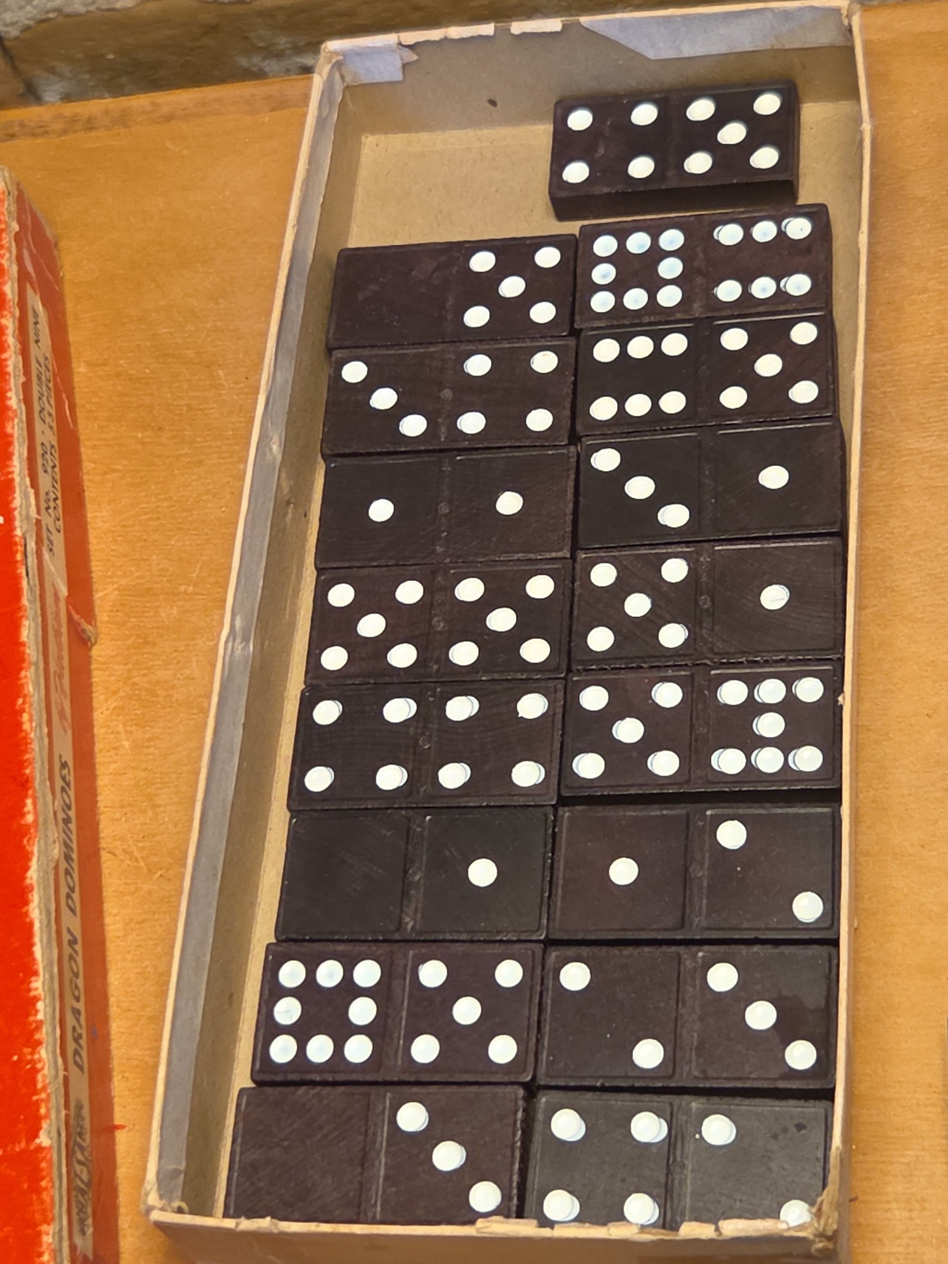 Vintage Dragon Dominoes Double Nine Set No. 920 Halsam AS IS 920