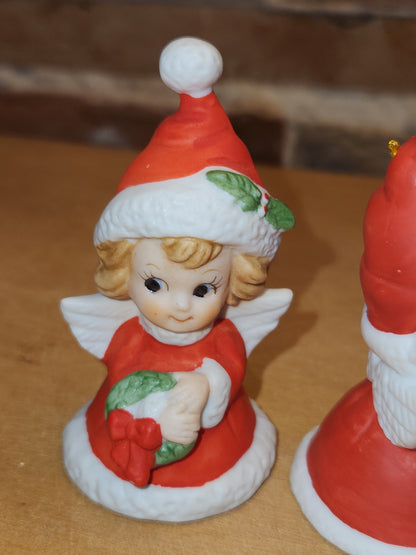 Vintage Lefton Petite Angel Girl Bell Figurines Set of 3. Praying Angel Signed.