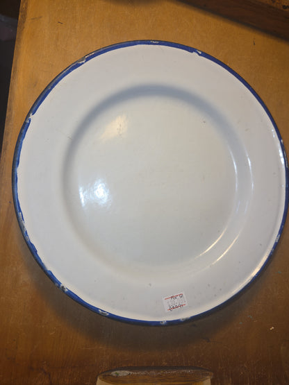 Vintage Set of 6 White Blue Enamel Plates AS IS ena91