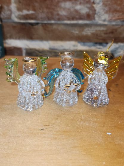 Vintage Giftco Glass Angel Ornaments 2 Different Sets in Original Boxes 5 angels ang91